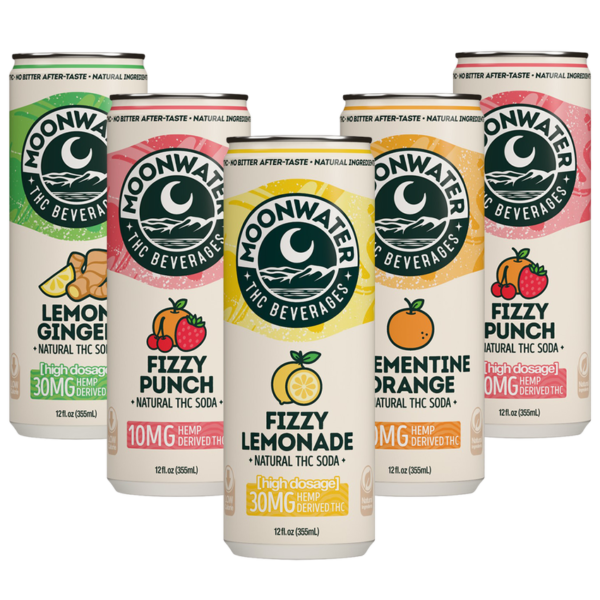 Moonwater Natural Hemp-Derived D9 THC Infused Soda | 12fl oz Can | 24ct Case