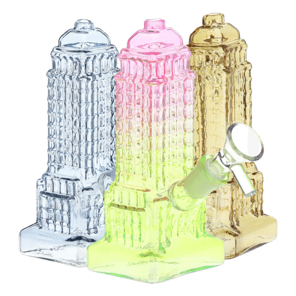 Empire State of Mind Glass Water Pipe | 6" | 14mm F | Colors Vary